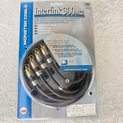 Monster Interlink 300 MKII RCA Audio Interconnect Cable 2M 6.6ft Gold New