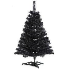 3FT Artificial Christmas Tree Black Mini Table top Pine Tree with Plastic Stand