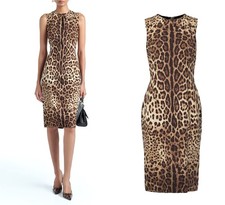 DOLCE & GABBANA ~ NEW Leopard print midi dress ~ sz: S ; It: 40 ~ 100% AUTHENTIC