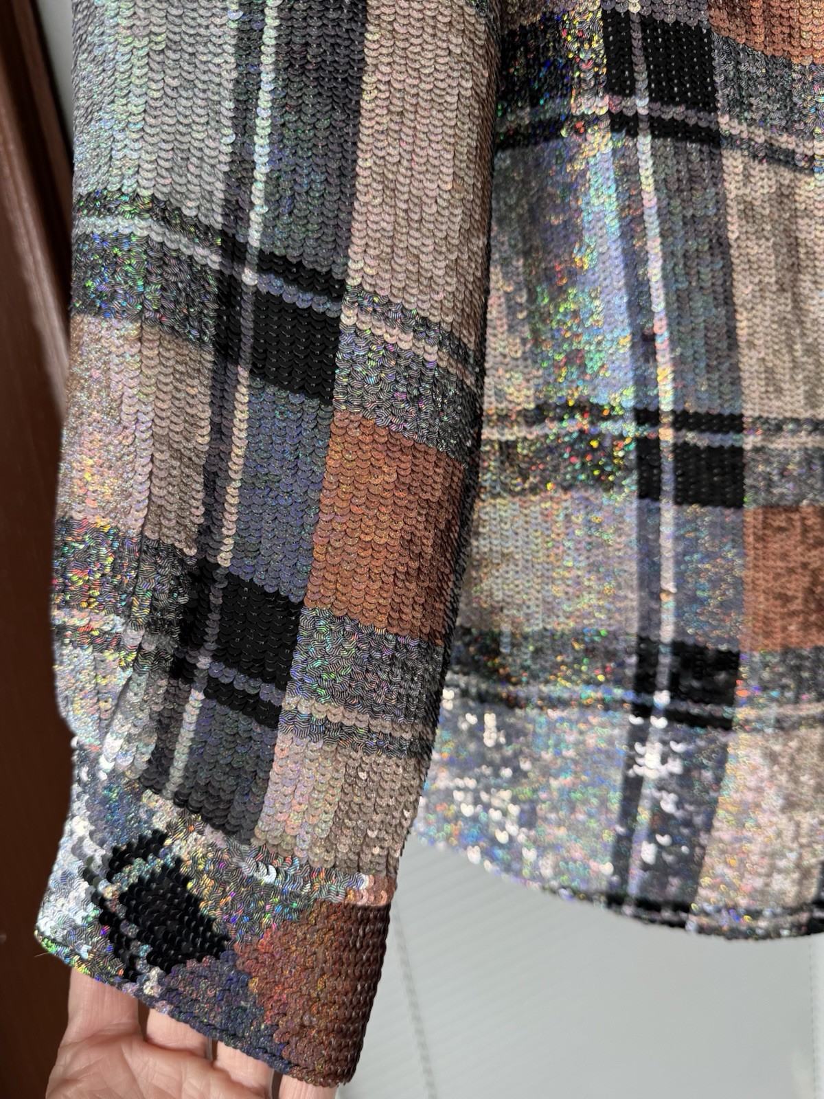 ASHISH Button Down Checked Checkered Sequin Embel… - image 5