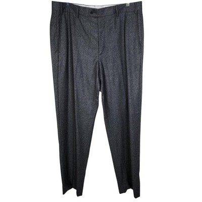 ZANELLA Pants Mens 35 Gray Check Todd Wool Pleat Dress Lined Italy Nordstrom