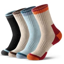Wool Socks for Women - Womens Wool Socks Winter Sock for 4 Pairs Color-blocking