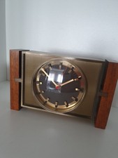 Vintage Design Tischuhr Messing Holz 