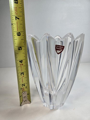 Orrefors Lead Crystal Jan Johansson Fleur 5 1/2" Swedish Flower Vase Signed - Picture 8 of 8