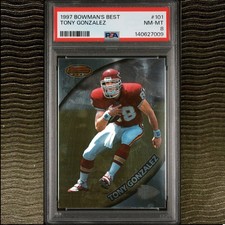 1997 Bowman's Best #101 TONY GONZALEZ PSA 8 NM-MT Rookie Card Future HOF. rookie card picture