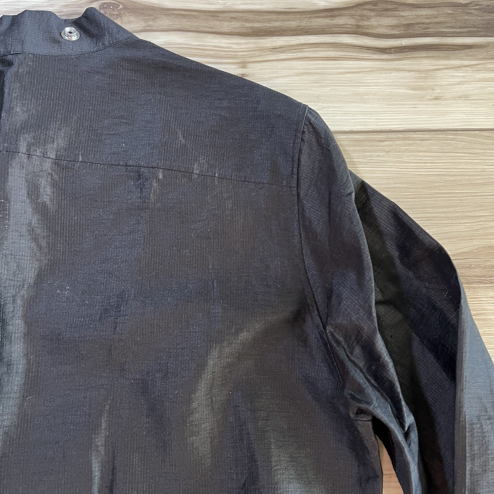 Rick Owens EDFU SS23 Larry Linen Snap Button Shirt Black Men’s 50 IT 40 US