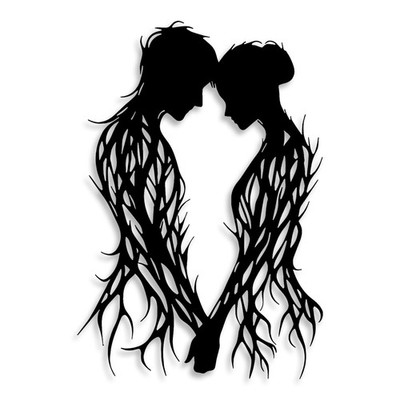 Branch Couple Metal Wall Decor Modern Love Room Black Art Home Living Bedroom