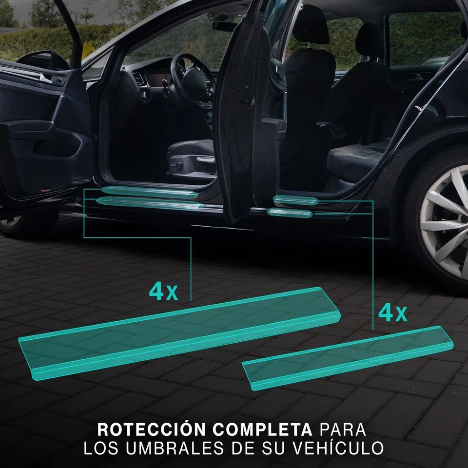 Molduras de umbral VW Polo 2010-2017 Negro Plata Vinilo adhesivo fibra carbono - Imagen 2 de 4