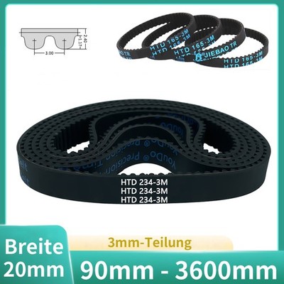 HTD-3M Zahnriemen Geschlossen Breite 20mm Riemen CNC Antriebsriemen Closed Belt