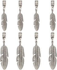 8Pcs 2Size Alloy Bolo Tie Tips Vintage Feather Bolo Tie Tips for Crafting Jewelr