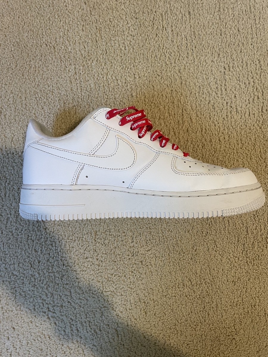 Mens Size 9 - Nike Air Force 1 x Supreme Low Box Logo - White