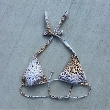 Victoria  s Secret Leopard Cheetah Triangle Halter Tie Bikini Top MEDIUM