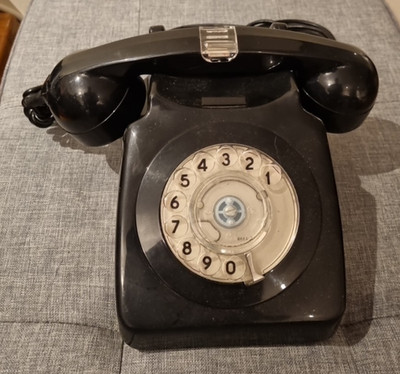  Vintage 746 Serie schwarz Telefon 70er Jahre Dreh Wählscheibe Leucht Mobilteil