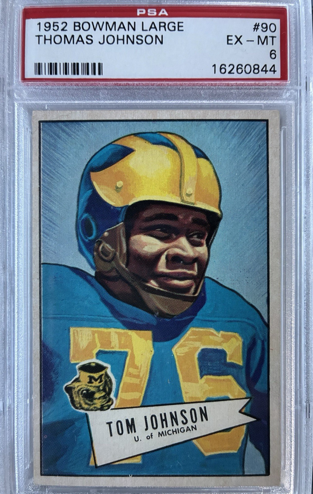 1952 BOWMAN LARGE #90 THOMAS JOHNSON PSA 6 (RC) SP Green Bay PACKERS Michigan