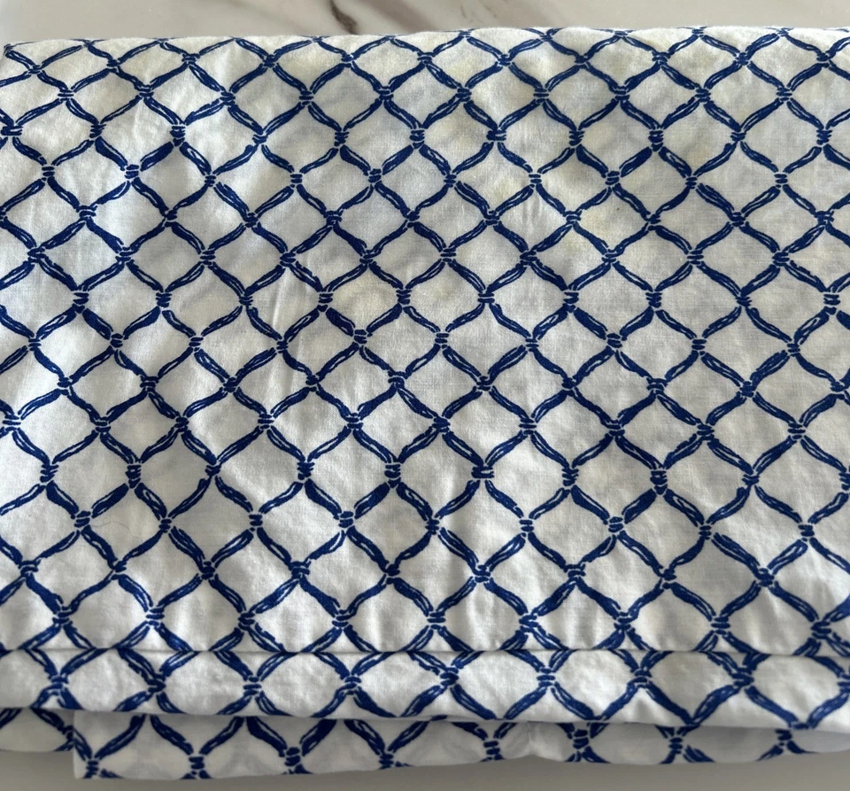 Scout Home Navy Blue & White 100% Cotton QUEEN Sheet Set Beach Nautical - Image 2 of 4