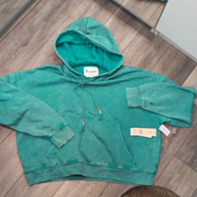 No Boundaries Women's Green Fleece Pullover Hoodie Drawstring Pockets L (12-14)