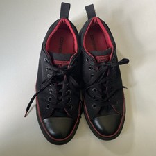 Converse Mens Size 9 Chuck Taylor All Star Ox All Black Canvas Red Accents Shoes