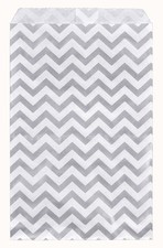 888 Display - 200 pcs of 5" x 7" Silver Chevron Gift Bags Shopping Sales Flat...