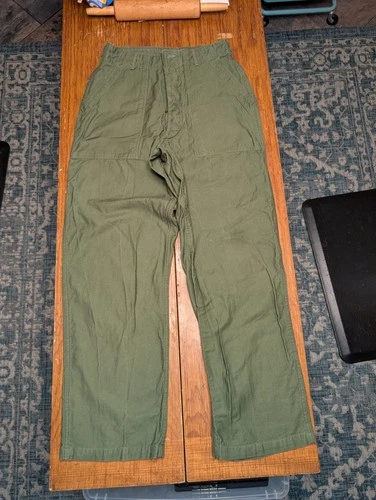 Vintage US Army Pants 28 X 31 OG-107 Type 1 Trousers Sateen 60s Vietnam Military