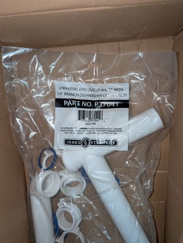 P37041 1 UNIVERSAL END OUTLET WASTE WITH 3/4" BRANCH DISHWASHER CONNECTION NIB - Picture 1 of 2