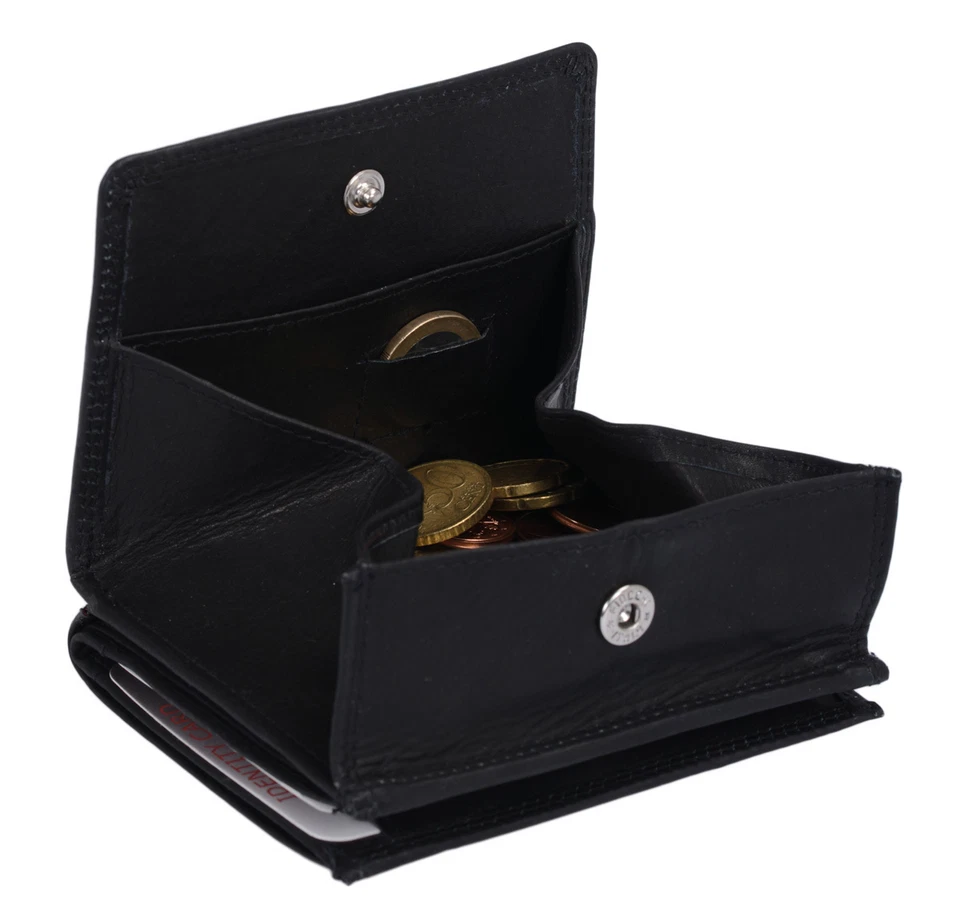 Wiener Schachtel Ausweisformat Geldbörse LEAS Echt-Leder, Portemonnaie schwarz,