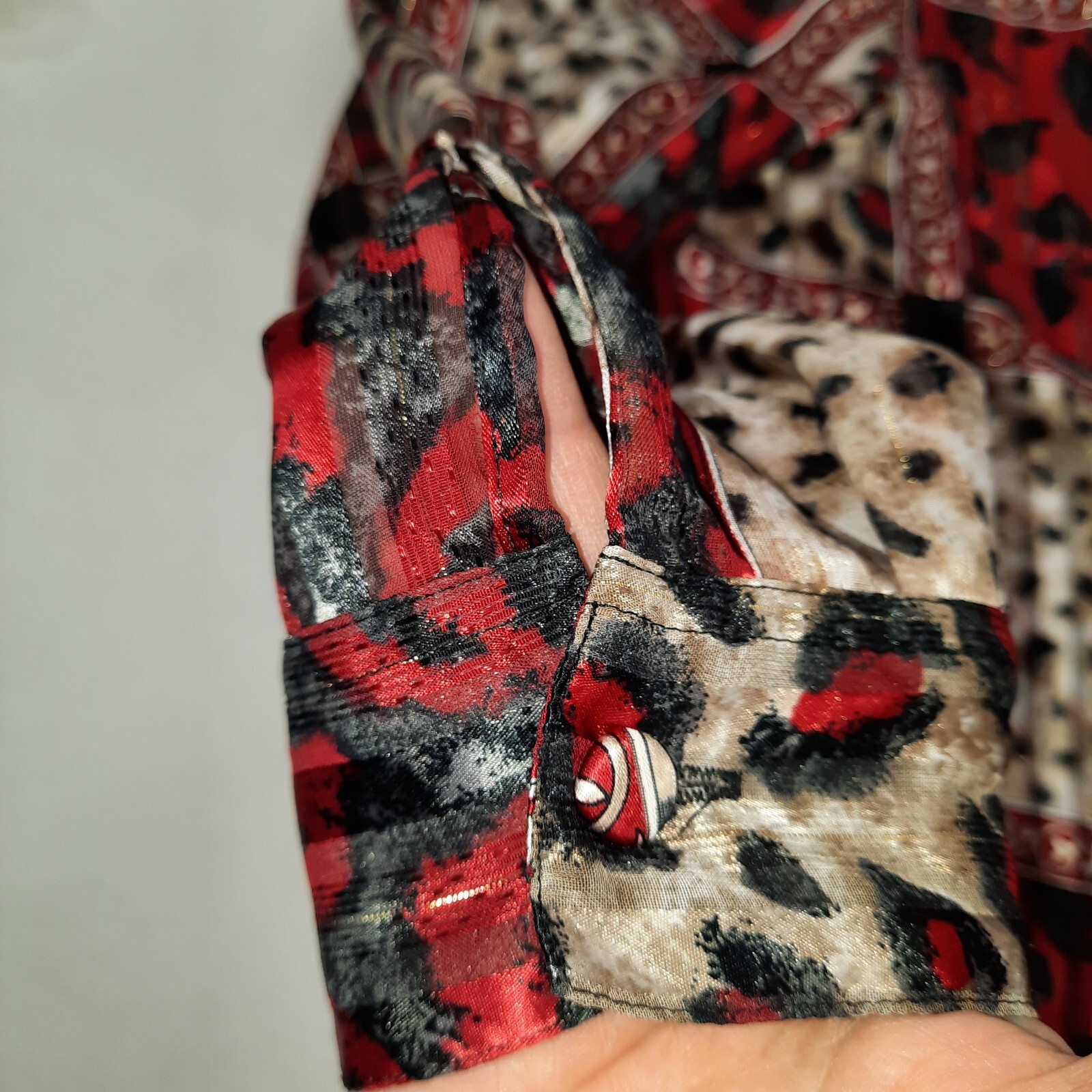 Alfred Dunner Top Patchwork Leopard Print Red Bla… - image 8