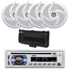 Pyle PLCD43MRB Marine Bluetooth CD Receiver, 4x 4" 100W Speaker, Cover White 