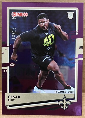 2020 Donruss Cesar Ruiz Stat Line Rookie RC 13/13 Saints Michigan Wolverines
