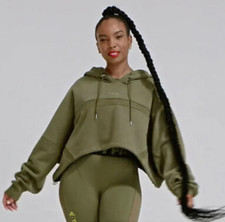 ADIDAS X IVY PARK PELOTON CROPPED PULLOVER HOODIE - OLIVE HG0482 WOMEN S M L XL