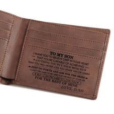 To My Son Wallet for Birthday Graduation PU Leather Gift