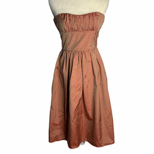 David Meister Strapless Taffeta Dress 4 Pink Iridescent Fit Flare Barbie Core