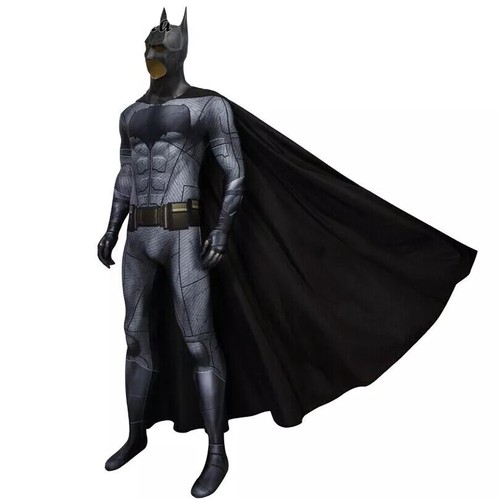 Justice League Batman Cosplay Costume Printing Bodysuit Cape Mask Halloween - Picture 3 of 23