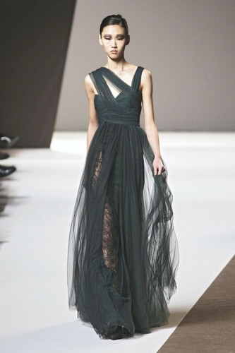 ELIE SAAB blau ombre Tüll Spitze Seide Kleid 10 - Bild 1 von 7