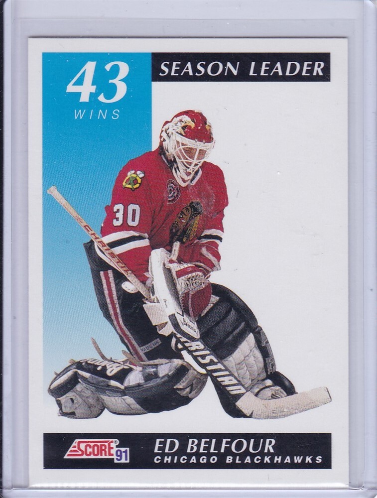 Ed Belfour Wins Leader 1991 Score Canadian English Card 300