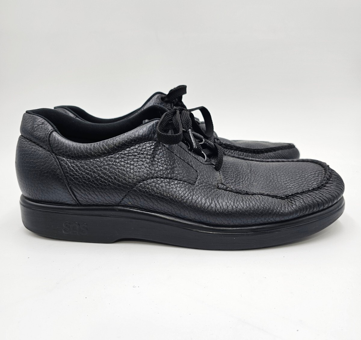 SAS Shoes Bout Time Mens Size 12 Wide Black Leather Comfort Lace Up Dress Shoes Bout Time LT Matte Black | SAS Shoes main image 3