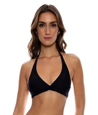 Luli Fama L122350 Women’s Black Twisted Beauty Front Twist Halter Top Size XL
