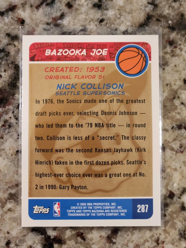 2003-04 Bazooka Gold Nick Collison #287 Rookie RC - Image 2 of 2