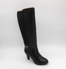 Anne Klein Delray Black Leather Knee High Boots Women's Size 5 M Side Zip