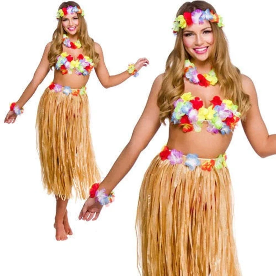 Damen Hawaii Party Girl 5pc Kostüm Outfit für Hawaii Kostüm Damen Neu - Bild 1 von 1