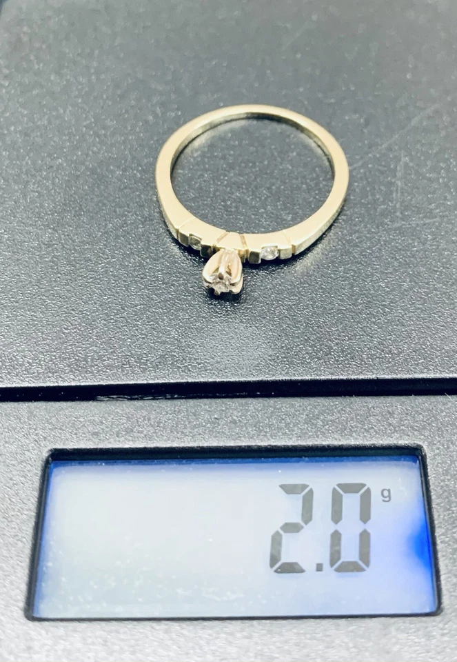 0.10 Ct 14k Yellow Gold Round Cut Diamond Engagement Wedding Ring Band Size 7 2g - Image 4 of 4