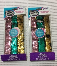 2 Cra z Art Shimmer  Sparkle Magic Sequin Bracelets 2-in-1 set of 3 bracelets