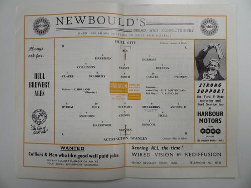 HULL CITY v ACCRINGTON STANLEY | 1958/1959 | DIV 3 | 20 SEP 1958 | UK FREEPOST - Picture 3 of 3