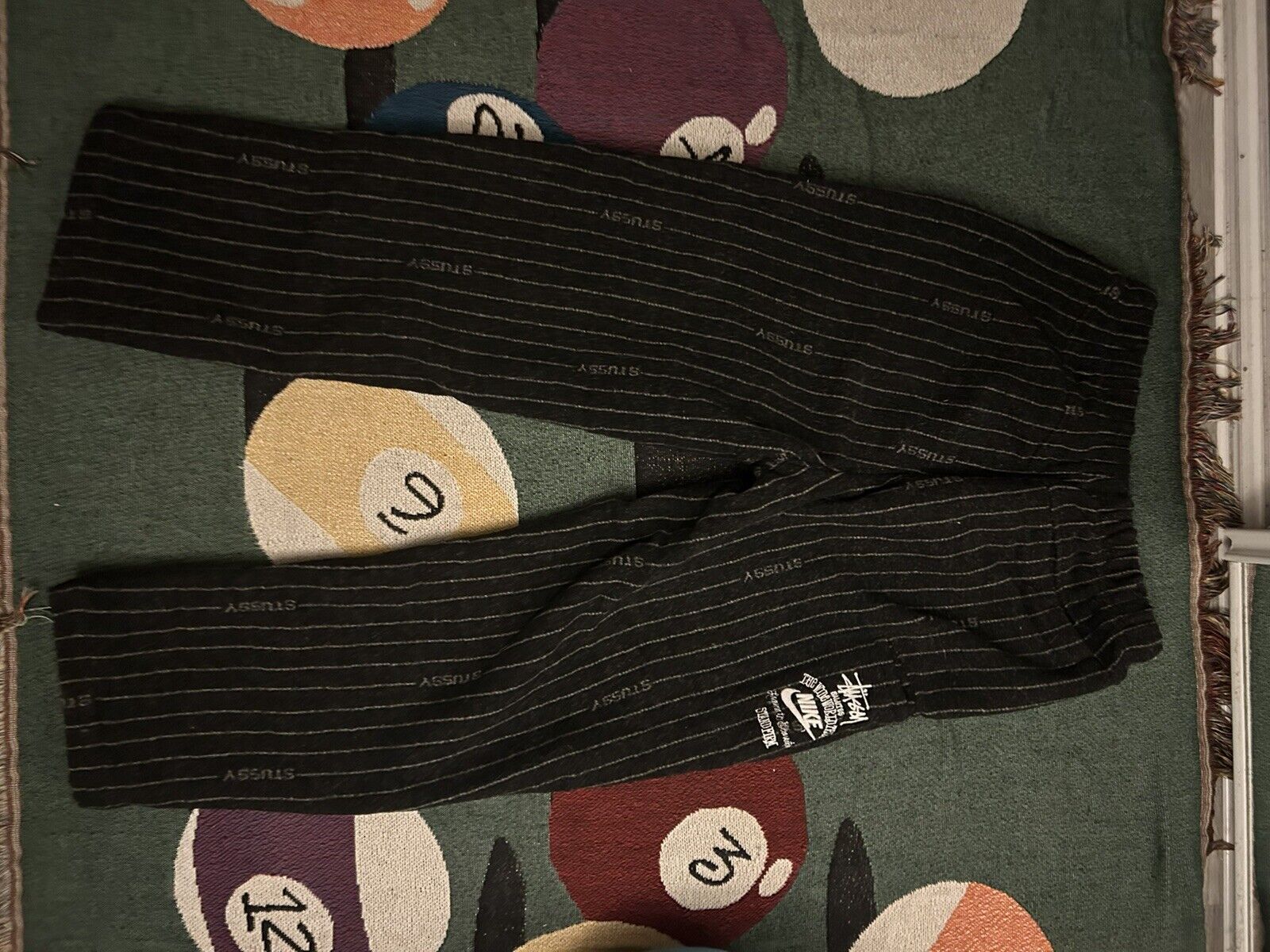 NIKE X STUSSY NRG STRIPE WOOL PANT - BLACK/DARK ANTIQUE BLACK/WHITE