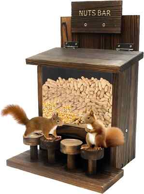 Upgraded Squirrel Feeder,Durable Squirrel Feeders for Outside,Carbonized Wooden