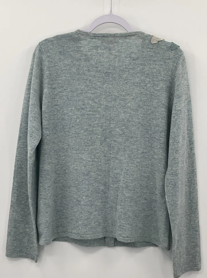 Coldwater Creek wool rabbit hair button down cardigan Sz 10-12 Medium flower - Image 2 of 4