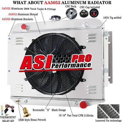 4-ROW Radiator&Shroud Fan for 1970-1979,74 Dodge D/W 100 150 200 300 Ramcharger