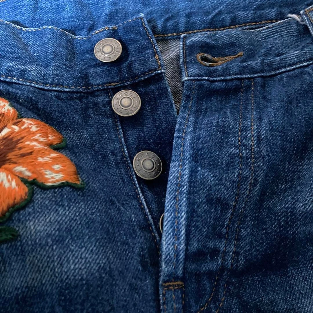 Gucci snake embroidered jeans clearance