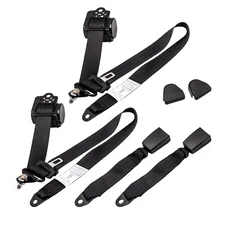 1 Pair Retractable 3 Point Safety Belt Straps Car Vehicle Adjustable Seat Belt