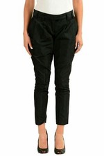 Just Cavalli Women's Dark Green Pleated Cropped Casual Pants US 4 IT 40