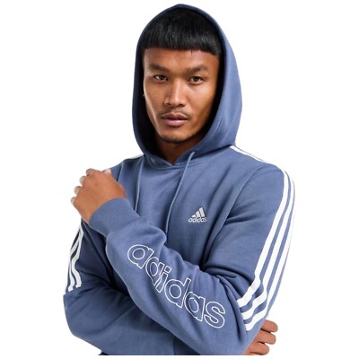 Adidas Energize Blue Stripes Fleece Pullover Hoodie (Sizes: S, M